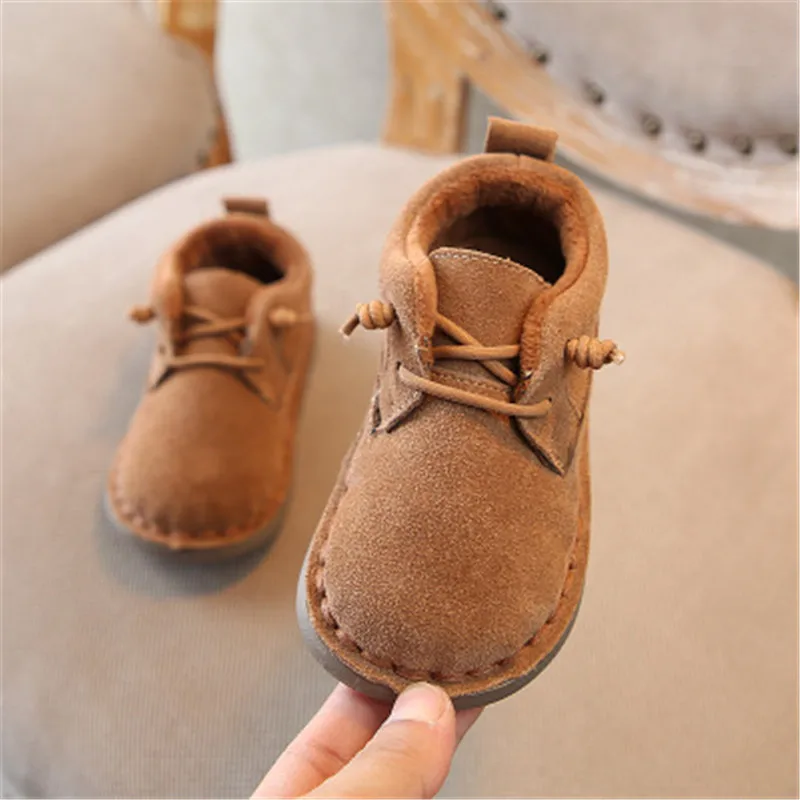 

Scsech Baby Girls Boots Warm Cotton Kids Boots Rubber Leather Single Retro Soft Soles Keep Warm Winter Snow Boots Toddler S8L05