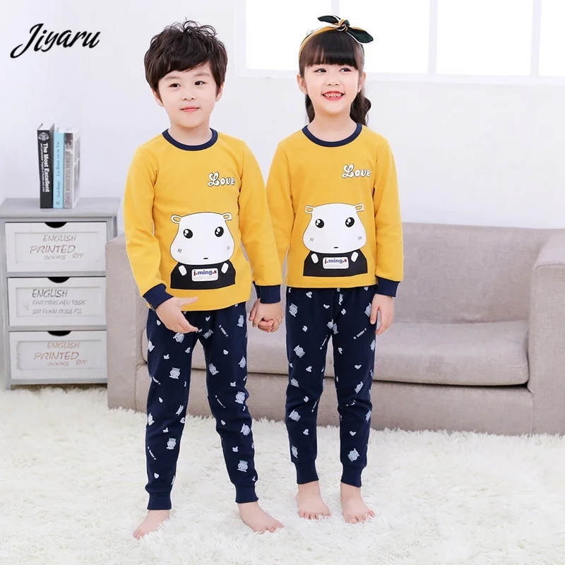 Хлопок Детский пижамный комплект одежда с длинным рукавом пижамные комплекты для детей Красивая Пижама с героями мультфильмов для