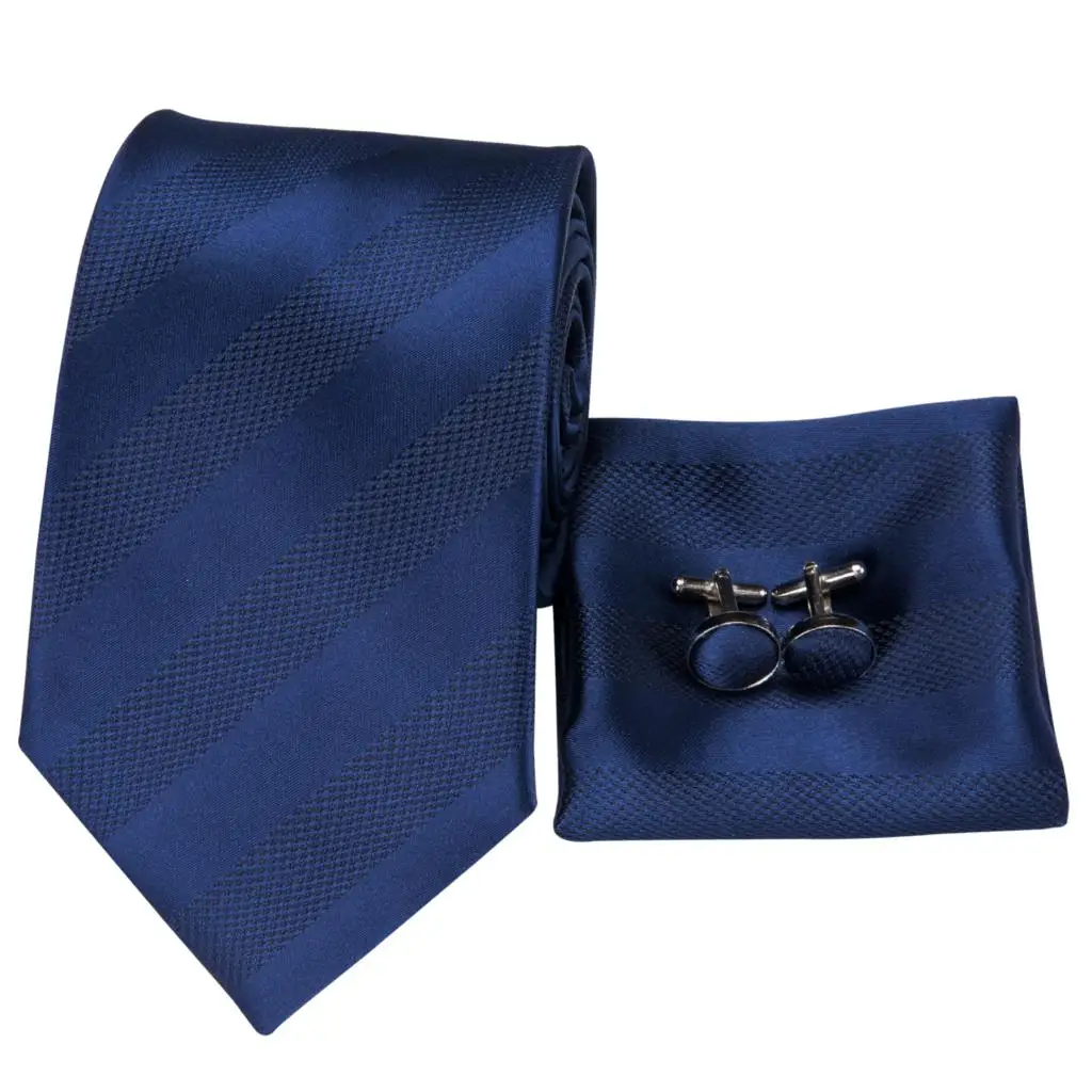 Hi-Tie модные синие шелковые галстуки для мужчин роскошный бизнес Свадебный галстук носовой платок запонки набор классический мужской большой галстук 8,5 см Ширина