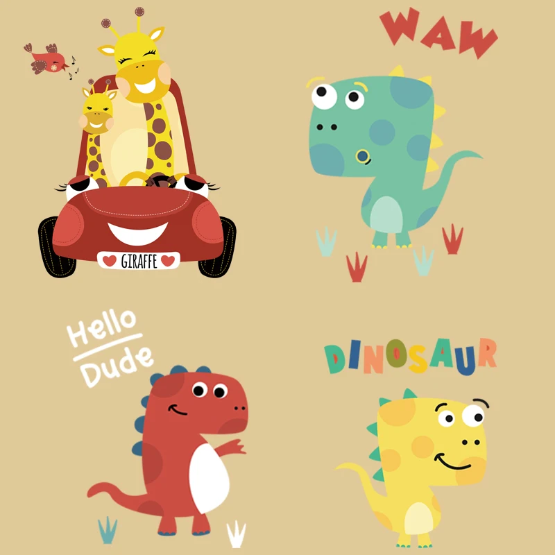 

Cute cartoon animals patch Ironing Kids application iron on patches applications of one another stripes for clothes applique