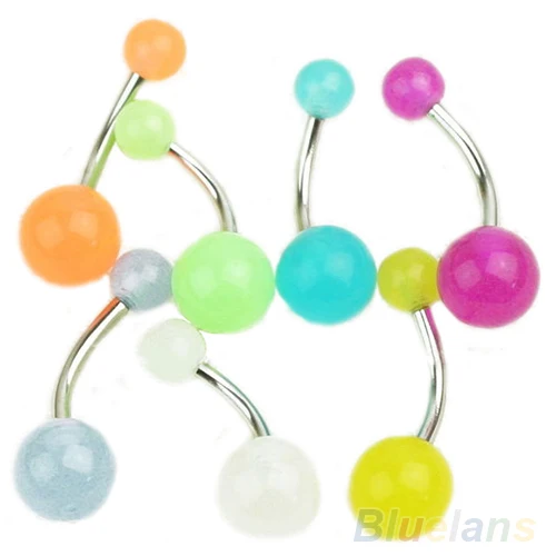 7Pcs Glow In The Dark Belly Button Navel Bar Rings font b Body b font Piercing