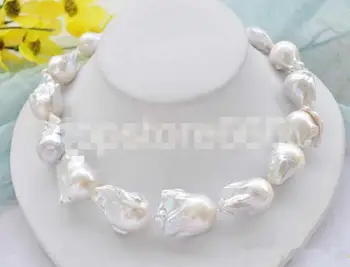 

Huge Lustre AA 18" 28mm white baroque KESHI REBORN PEARL NECKLACE