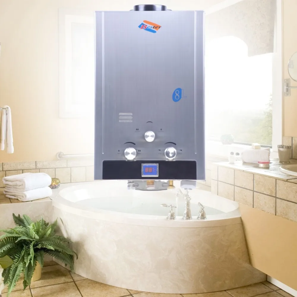 heater water boiler shower gas head instant natural bath tankless germany methane household 8l 8liter ce ship heads mouse zoom