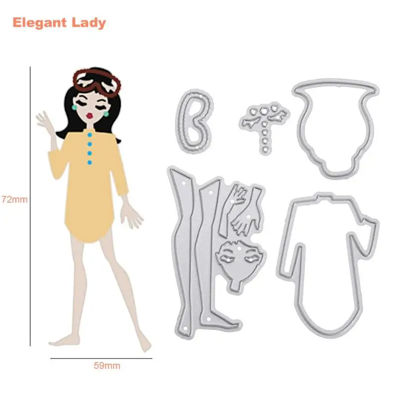 

5Pcs Elegant Dress Lady Metal Cutting Dies Stencil DIY Scrapbook Paper Card Making Embossing Photo Album Template Craft Dies