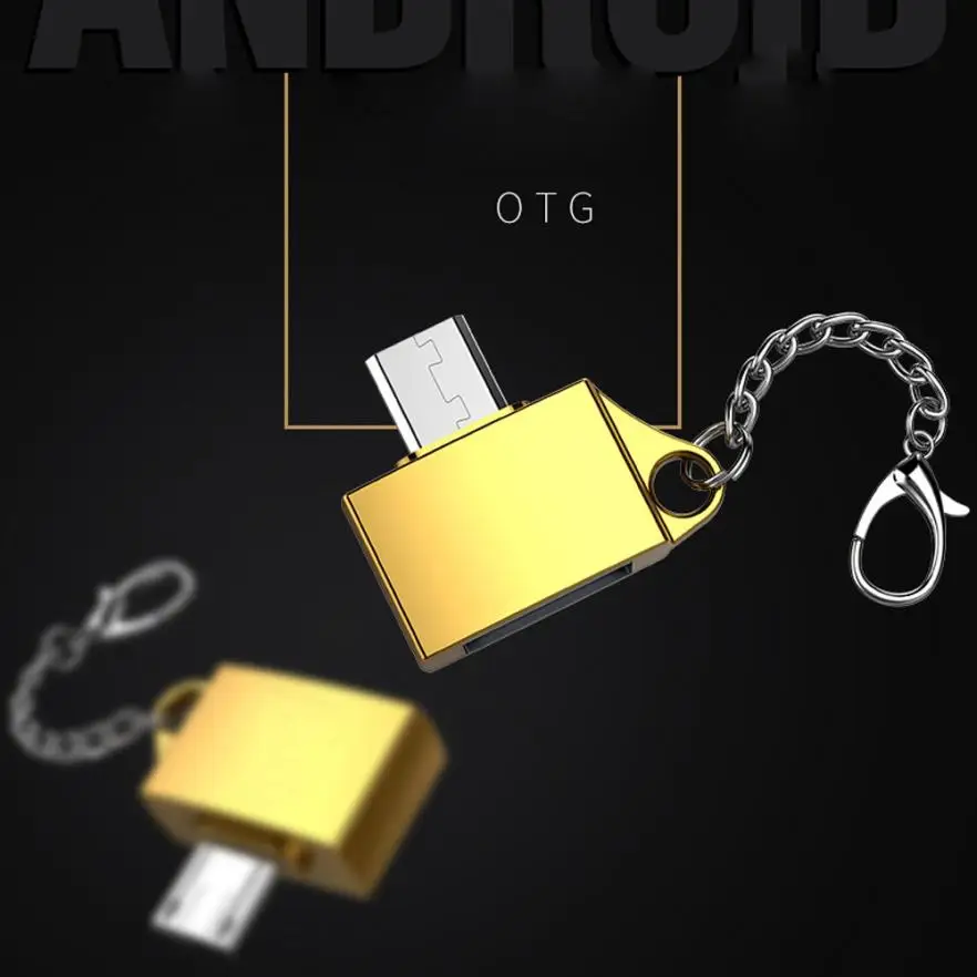 Металлический Micro USB Мужской к USB 2,0 Женский Адаптер конвертера OTG с брелок адаптер для мобильного телефона аксессуары