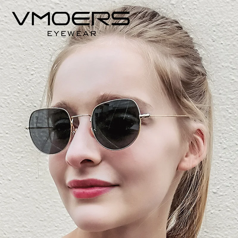 VMOERS Flat Top металлические солнцезащитные очки Для женщин Винтаж 2018 люнет Брендовая