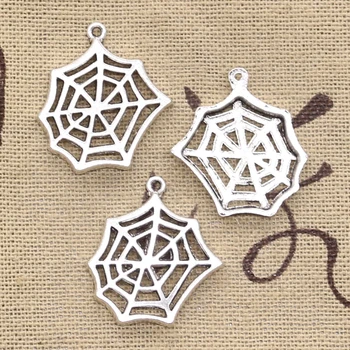 

20pcs Charms Cobweb Spider Halloween 25x23mm Antique Bronze Silver Color Plated Pendants Making DIY Handmade Tibetan Jewelry