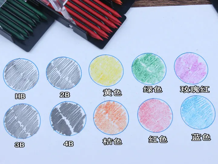 Lápis Grosso Chumbo Colorido Desenho Automático Núcleo Mecânico Cor 2mm 18 2mm núcleo mecânico lápis cor chumbo mecânico lápis automático chumbo