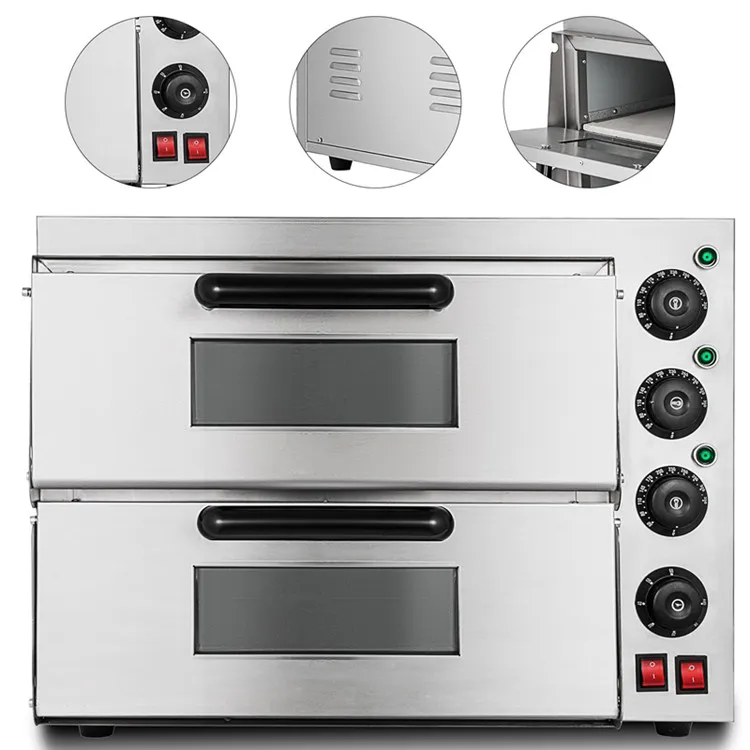 

Time Control Commercial Electric Pizza Oven Double Layers Baking Machine 220V/50Hz 3000 W