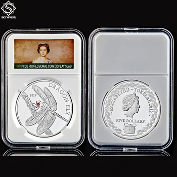 

2012 Replica Tokelau Animal Dragon Fly Elizabeth II Silver Souvenir Copy Coin W/ PCCB Holder