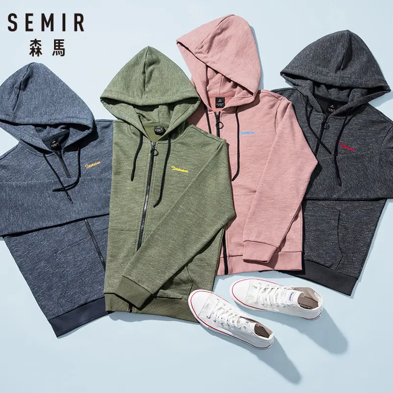 SEMIR Sports Jacket Men Hooded Jacket with Pocket Mens Zip Hoodie Embroidered Jacket with Lined Drawstring Hood Male Fashion SEMIR Sports Jacket Men Hooded Jacket with Pocket Mens Zip Hoodie Embroidered Jacket with Lined Drawstring Hood Male Fashion