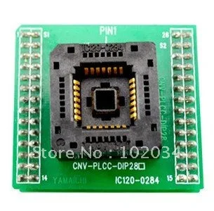 

100% NEW IC120-0284 PLCC28 1.27MM IC Test Socket / Programmer Adapter / Burn-in Socket(CNV-PLCC-DIP28)