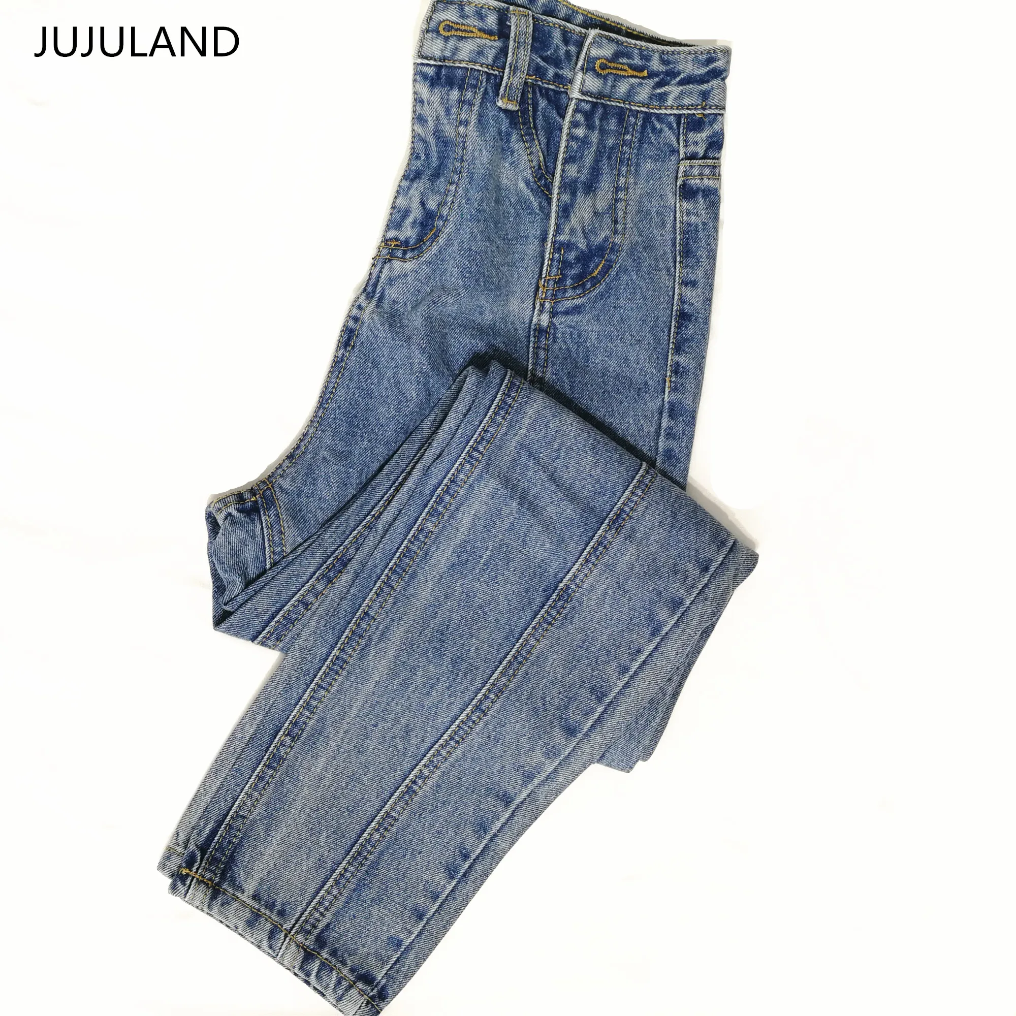 JUJULAND Джинсы женские с высокой талией женские Джинсы бойфренда с плотной талией джинсовые рваные джинсы женские большие размеры