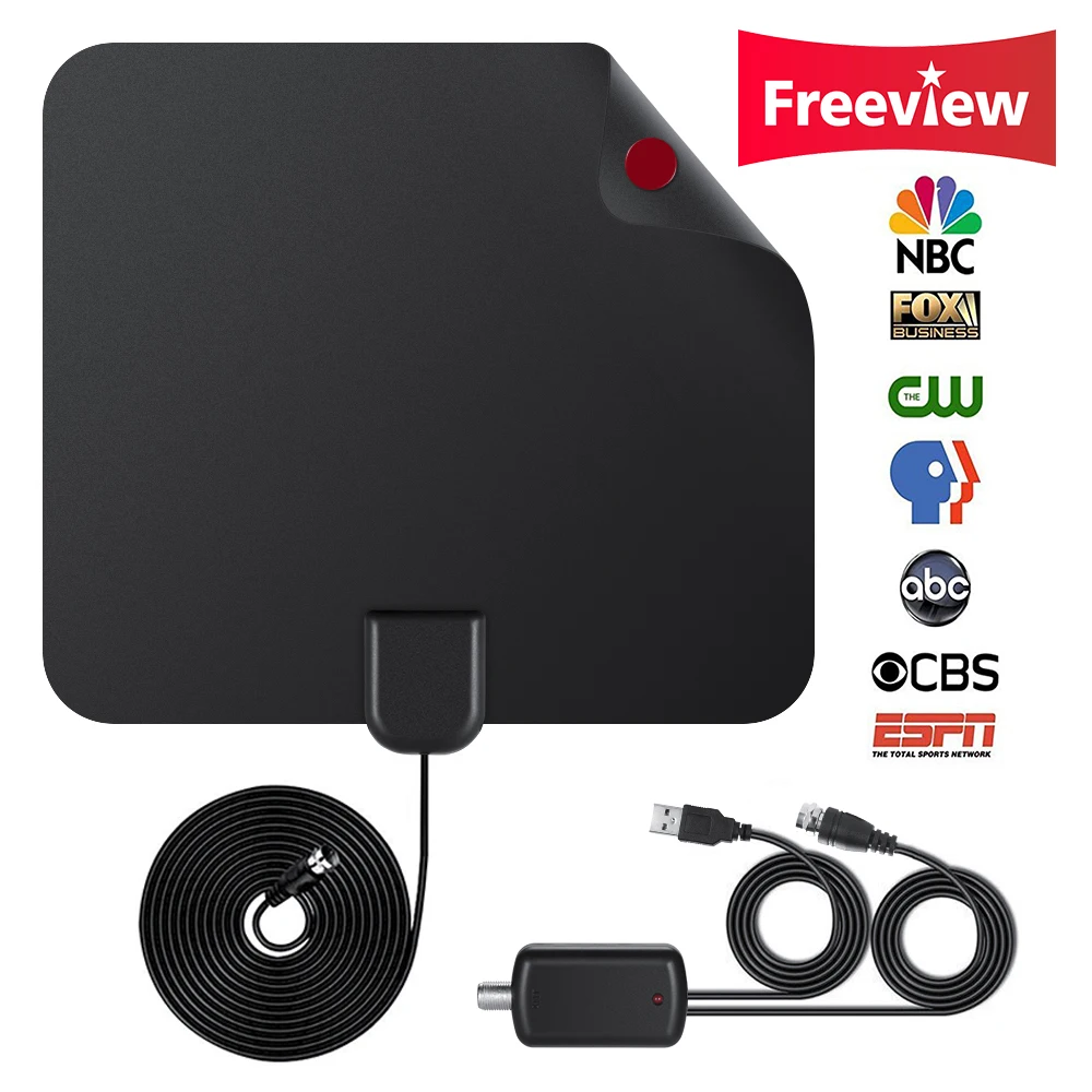 

2018 UPGRADED TV Antenna, Indoor Digital HDTV Antenna Amplified 80 Mile Range 4K HD VHF Freeview for Life Local Channels