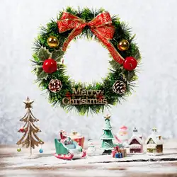 Рождественский венок большой венок двери настенное украшение гирлянды украшения с красным бантом Рождественские украшения для дома