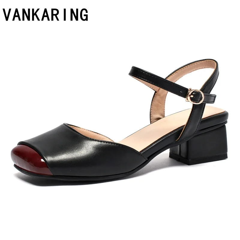 

mixed color cozy square toe summer wedges leather sandals high heel pumps ladies sandals women buckle platform shoes slippers