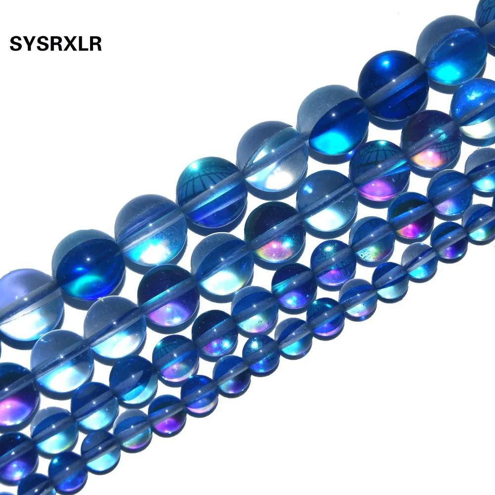 Натуральный Синий кварцевый кристалл Аква аура 6 8 10 12 мм Diy браслет ожерелье