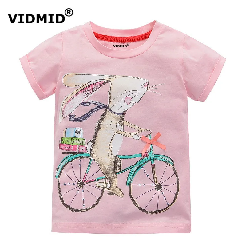 VIDMID Girl t-shirt big Girls tees shirts children blouse t-shirts big sale super quality kids summer clothes jacket rabbit pink