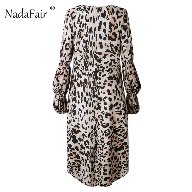 Женская леопардовая блузка Nadafair элегантная Асимметричная длинная рубашка с