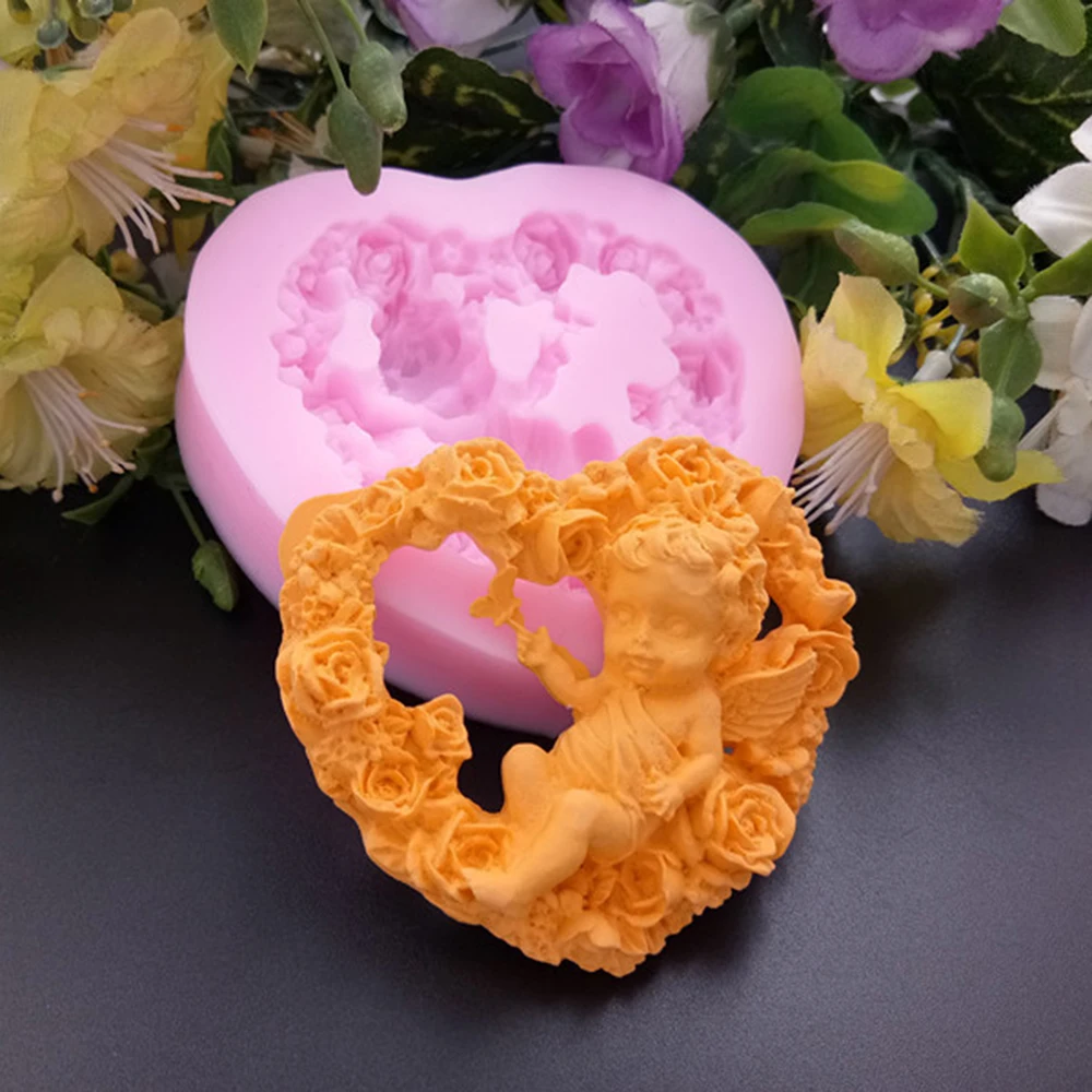 

2018 DIY Rose Love Angel Baby Cake Silicone Mould 3D Craft Molds DIY Fimo Resin Clay Candle Molds Fondant Handmade Soap Moulds