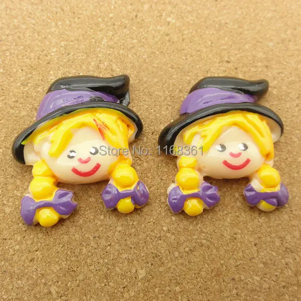 1pcs/lot Flat back resin simulation pigtail hair girl 28mm Cabochons Scrapbook for DIY phone case decoration C116-10