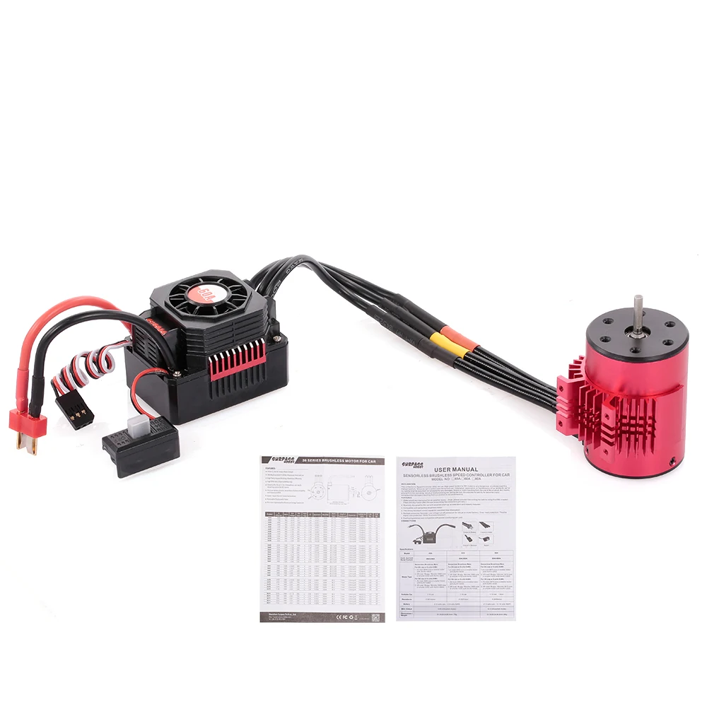 3650 3900KV бесщеточный мотор с радиатором и 60A ESC BEC комбо набор Водонепроницаемый для