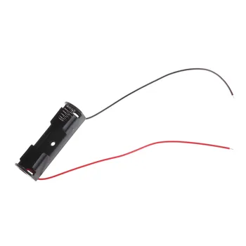 

New 5pcs/lot Electronic DIY Plastic Black 1.5V AA Battery Case Holder Case With Wire Lead Battery Storage High Quality