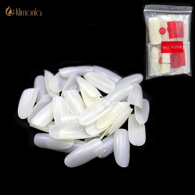 

Klimonla 500 Pcs Oval Nails Tips Round Full Cover Color Tips False Nail Art Tips Acrylic Professional Fake Nails Salon Tools