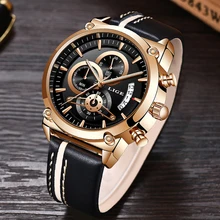 LIGE-montre de Sport étanche pour hommes, marque de luxe, Quartz de Sport, mode analogique en cuir, avec boîte, 2019