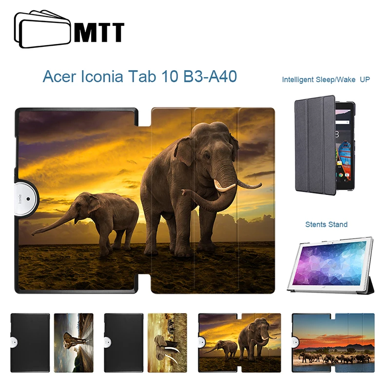 

Elephant Painted PU Leather smart case For Acer Iconia One 10 B3-A40 Flip Stand Cover For Acer 10 B3 A40 Funda 10.1 inch tablet
