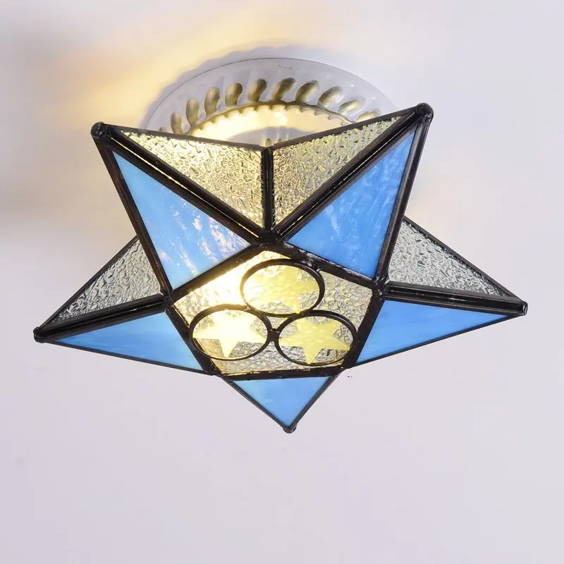 Средиземноморская красочная стеклянная звезда Светодиодная лампа на потолок в коридор лампа гостиная для коридора балкона точечные потолочные светильники