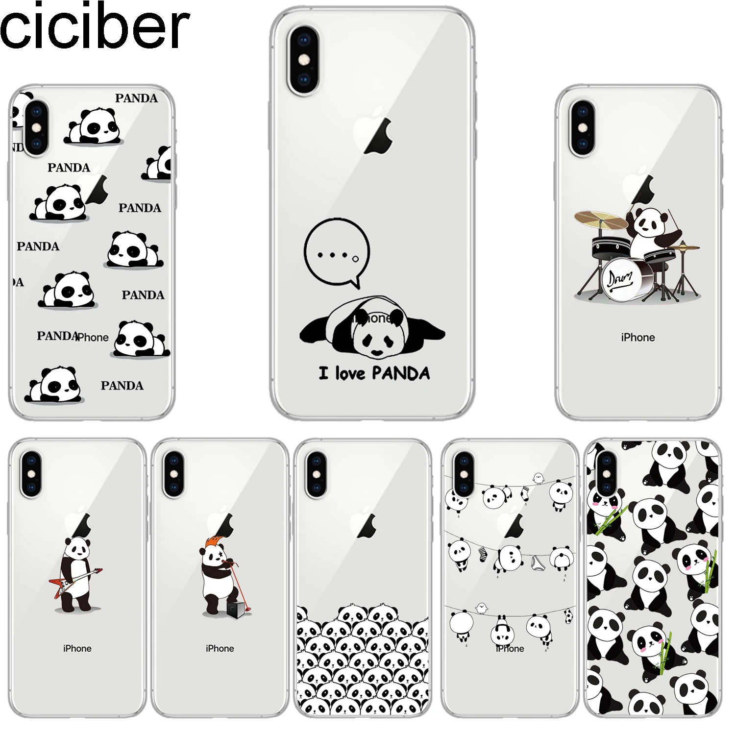 ciciber Phone Cases for iPhone 11 Pro Max 8 7 6 6s Plus SE 5s Soft TPU Cover X Xs XR XS Case Panda Coque Fundas |