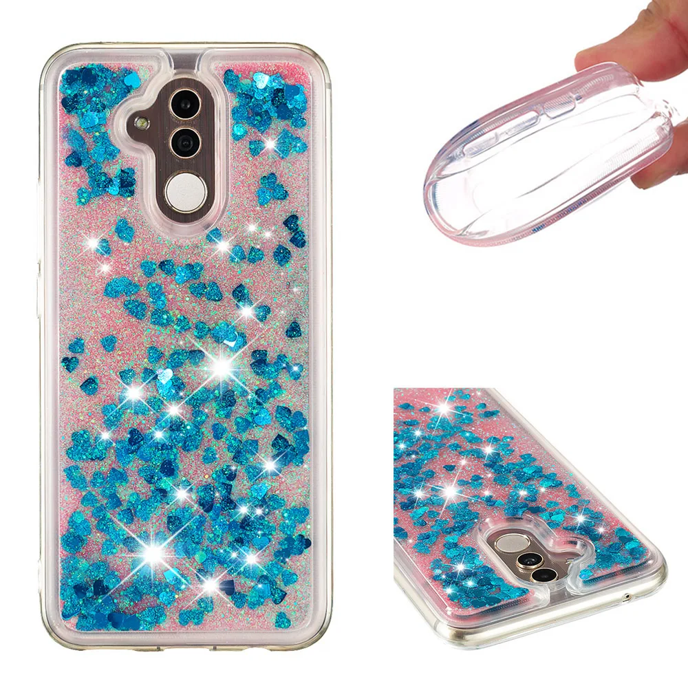 

Shining quicksand TPU anti-fall Love Heart phone case is suitable for Huawei Mate 10 Lite