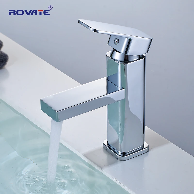 

ROVATE Bathroom Tall Basin Sink Tap Deck Mounted Single Hole Wash Face Basin Mixer Faucet