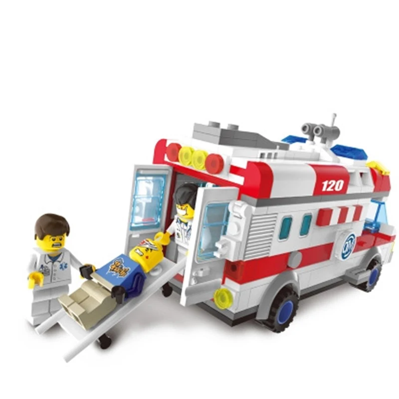 DIY Ambulance Car Toys Model Blocks 328pcs City Compatible Legoing Technic Building Blocks Educational Toy Kids Gift