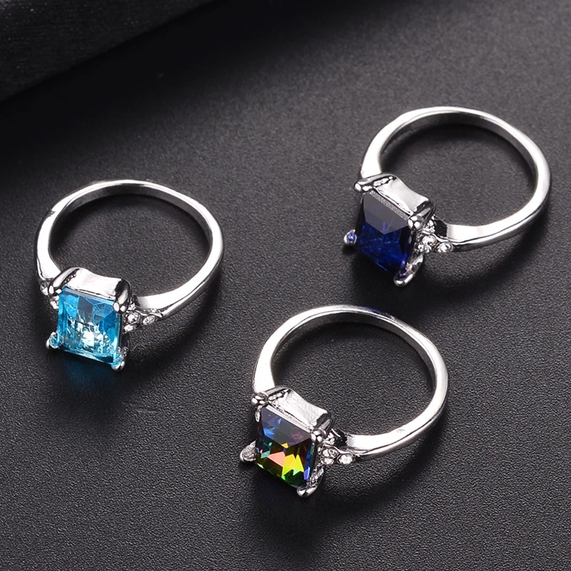 H: HYDE новые модные кольца, синее многоцветное кольцо, серебряное геометрическое кольцо с кристаллами, свадебные аксессуары, обручальное кольцо для мужчин и женщин