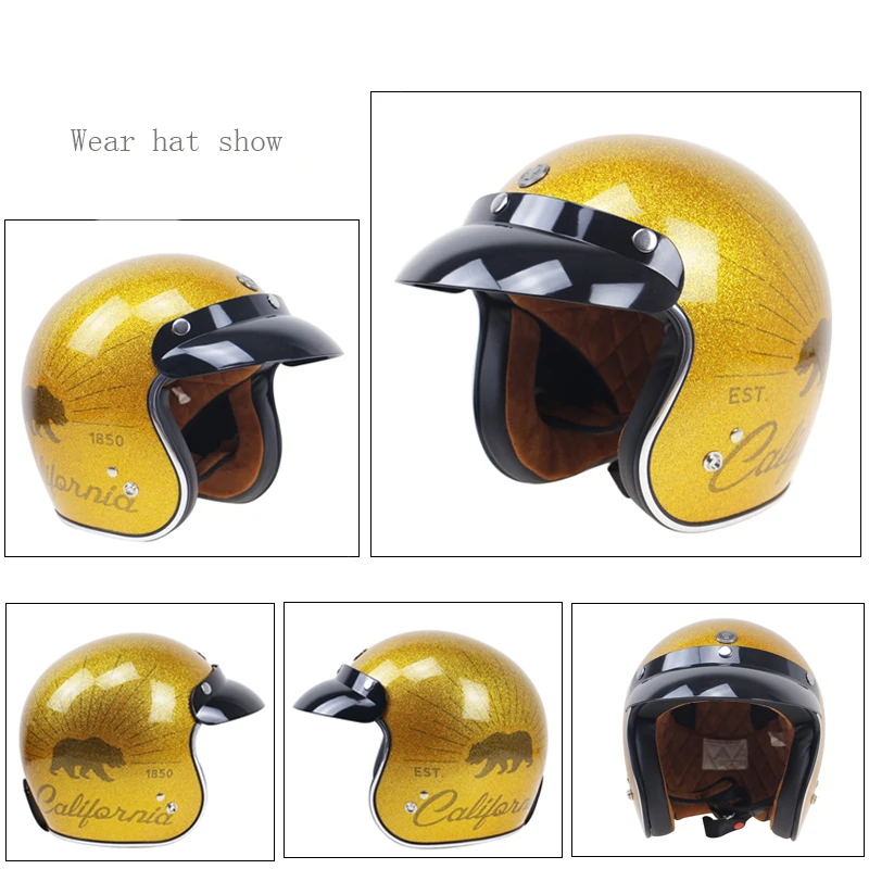 Шлем TORC T50 3/4 с открытым лицом, мотоциклетный шлем с козырьком для взрослых, четыре сезона