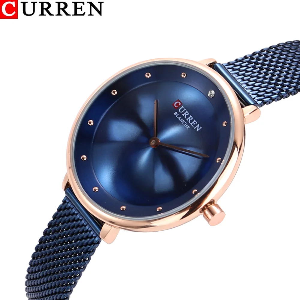 CURREN 9029 Female Quartz Watch Gem Dial Ultra-Thin Knit Strap Top Brand Female Luxury Wristwatch Girl Clock Relogio Feminino top brand (19)