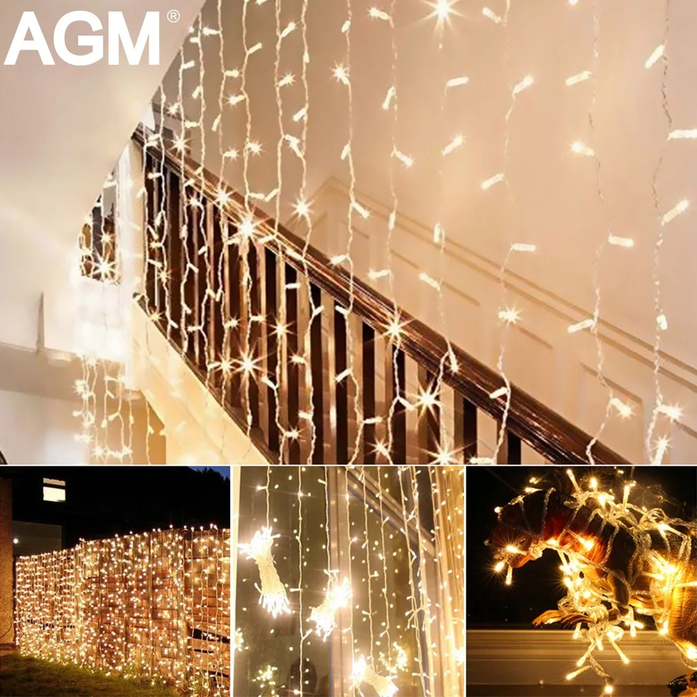 Goedkoop AGM LED Gordijn Ijspegel String Light 5 M 96 LEDs Droop 0.3 0.5 M Kerst Nieuwjaar Decoratie Guirlande Fairy Licht Voor Bruiloft