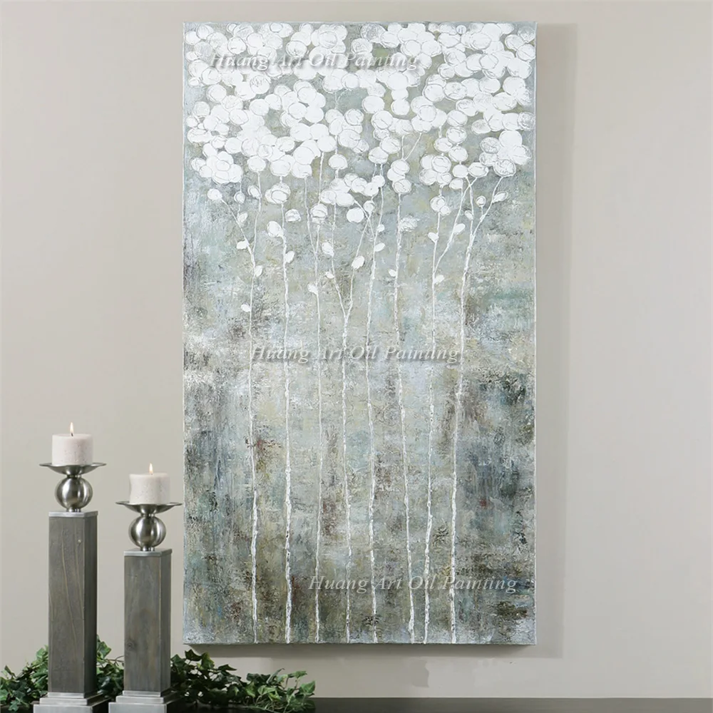 

Top Artist Hand Painted Beautiful Abstract Flower Plant Oil Painting White Flower Canvas Painting Home Decoration Art Picture