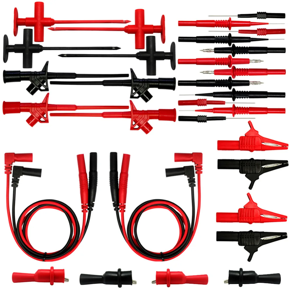 AideTek Two Automotive 8 in 1 set Test Lead Insulation Piercing test clip crocodile clips up to