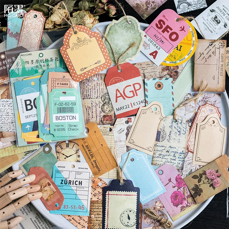 

30 pcs/pack Retro writing Stickers with rope Diary Label Stickers Pack Decorative Scrapbooking DIY Stickers