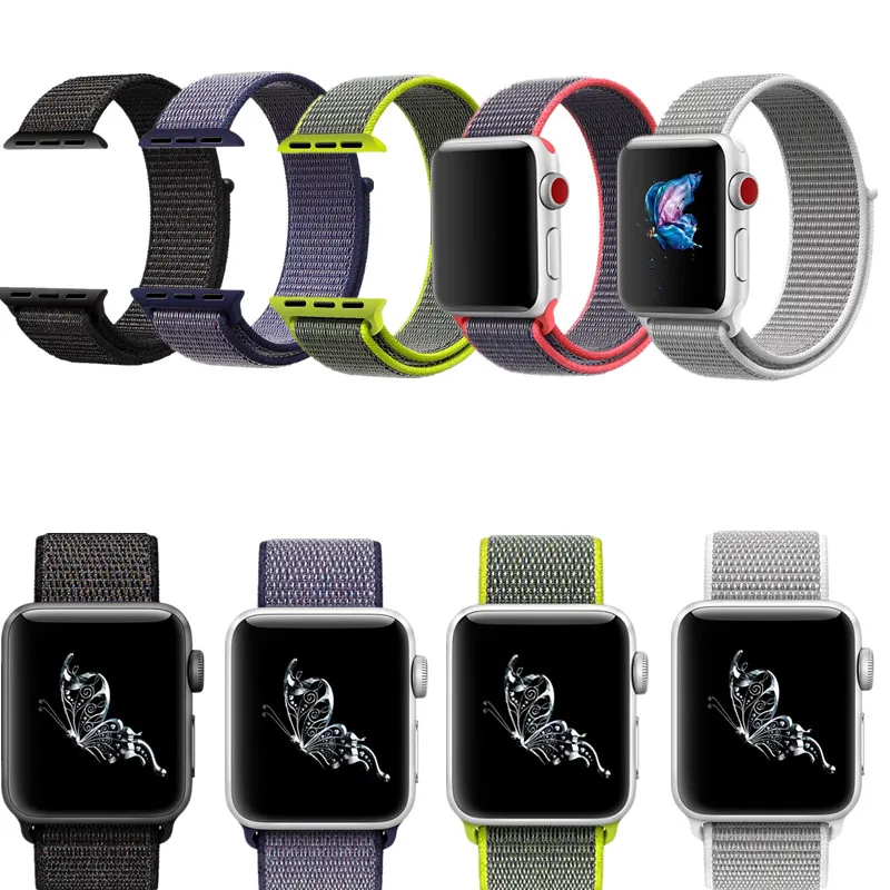 ASHEI Nylon Sport Loop Strap For Apple Watch Seies 3 Band 42mm 38mm