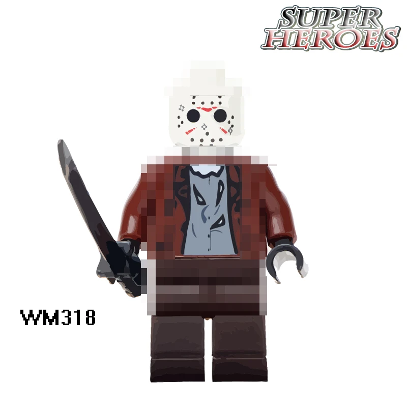 

WM318 The Horror Theme Movie Jason Hockey Mask Guy Sing Sale Building Blocks Doll Action Figure Children Gifts Toys Hobbies