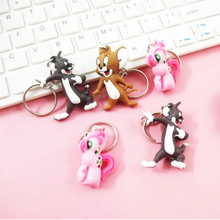 

3 d cartoon high three-dimensional animation cartoon key chain pendant doll mobile phones chain mice and cat pendant