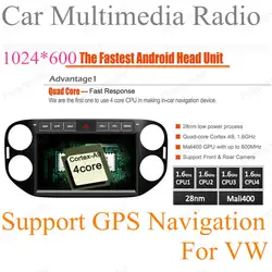 Для Android 4.4 Автомобилей мультимедиа стерео радио GPS Навигация Radio поддержка obdll 3 г dvr для volkswagen vw tiguan 2013 2014 2015