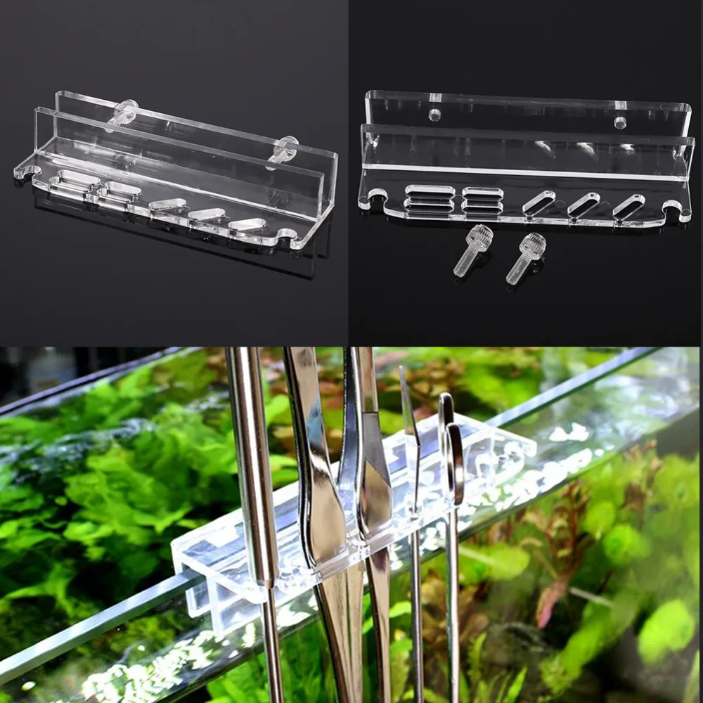 

Acrylic Aquarium Storage Rack Fish Tank Plant Scissor Tweezer Scraper Spatula Holder Water Grass ADA Quality Organizer Kit Clip
