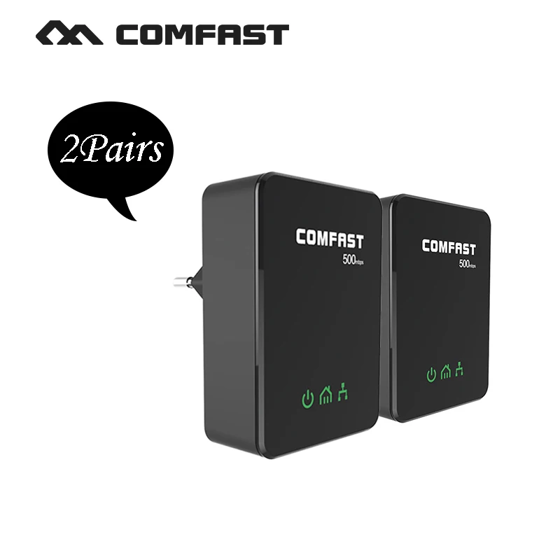 

2Pairs COMFAST Power line ethernet adapter extender 500Mbps 2.4GHz Mini plc home plug network Powerline Adapter kit CF-WP500M