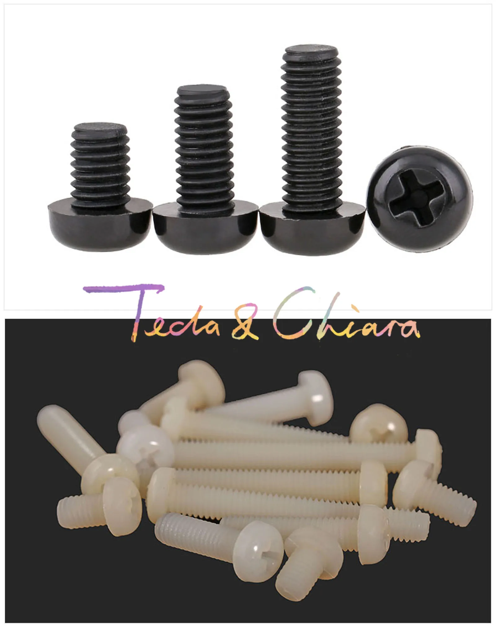

10Pcs M8 x 20mm New L 20 Black White Nylon Phillips Pan Head Cross Recessed Pan Head Machine Screw Series Plastic *