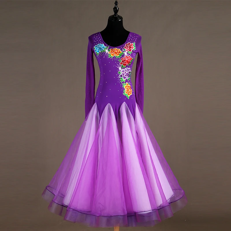

Long sleeve ballroom dance competition dresses woman kids standard ballroom dress waltz dress ballroom dance dresses woman girl